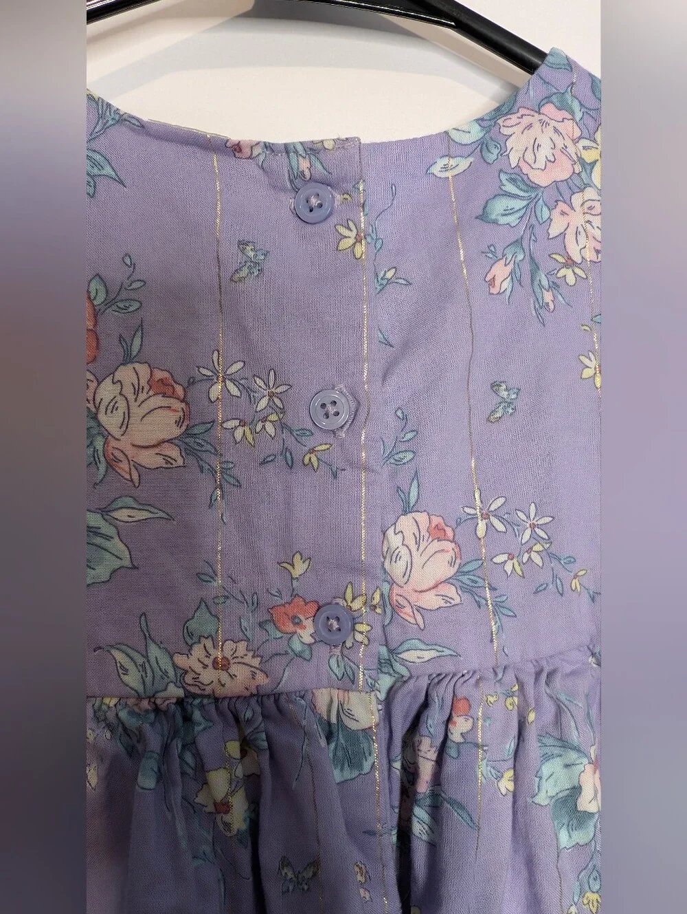 OSHKOSH Floral Lavender Dress With Silver Metallic Embellishments. Size 3T